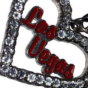 Las Vegas Enamel Glass Crystal Keychain Single Sided Souvenir Collector